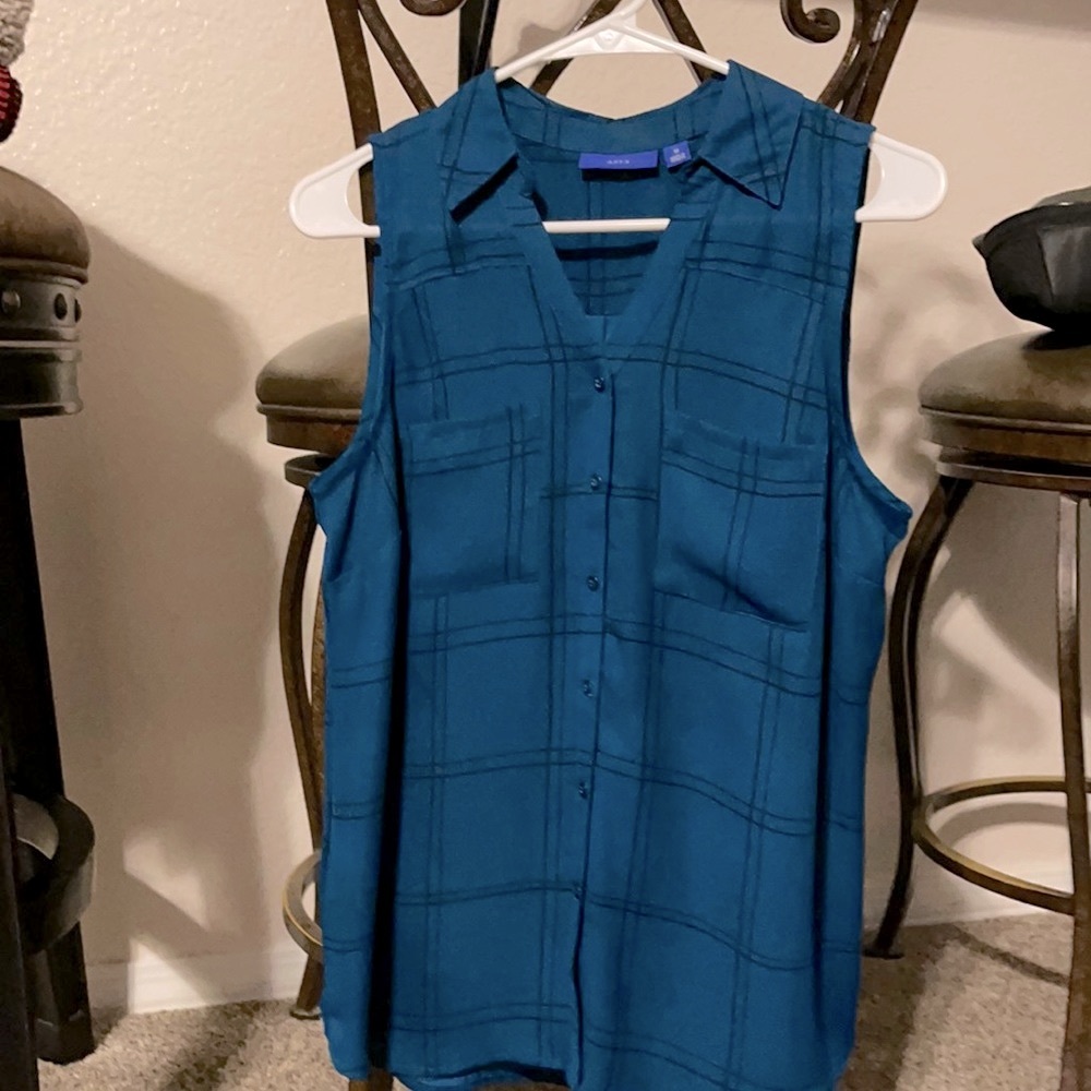 Apt. 9 teal & black blouse.